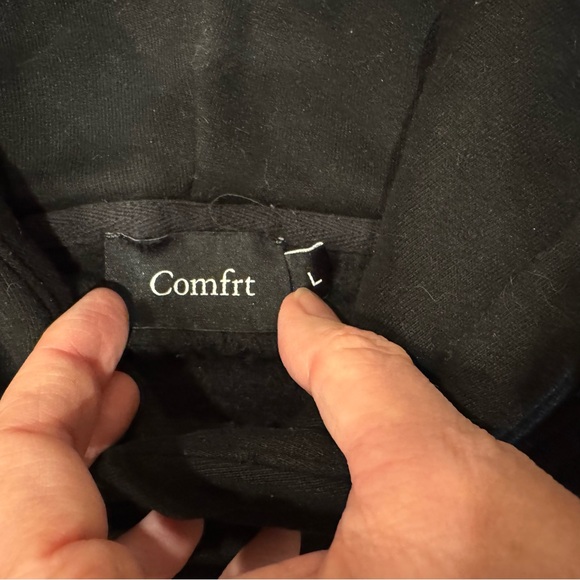 Comfrt Unisex Size Large Black Signature Hoodie Comfort Soft Casual Streetwear - Picture 2 of 6